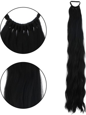 Marsilyan Lastik Tokalı At Kuyruğu Su Dalgalı  - Siyah