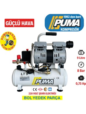 Power Sessiz Ve Yağsız 9 Lt. 0,75 Hp Çanta Tipi Kompresör
