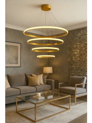 4'lü Çember Modern Sarkıt LED Avize