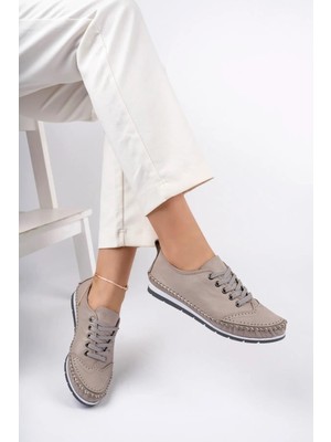 Tarçın Ayakkabı Hakiki Deri Silver-g Kadın Deri Babet TRC116-0061