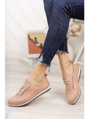 Tarçın Hakiki Deri Pudra Kadın Deri Babet TRC116-0061