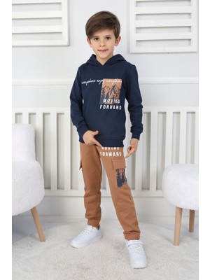 Moving Forward Kargo Cep Kapüşonlu 2 Iplik Şardonlu Alt-Üst Erkek Çocuk Eşofman Takımı