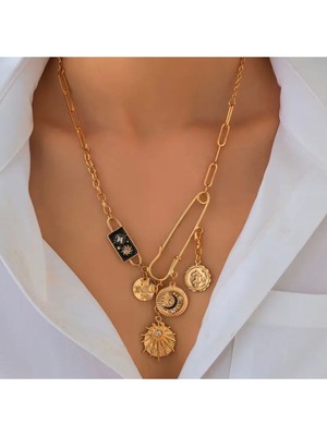 Altın Kaplama Çoklu Charm Kolye Özel Tasarım