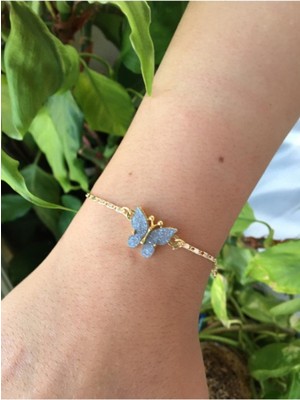 Mavi Sedefli Altın Kaplama Bileklik