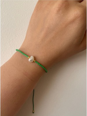 Kişiye Özel Miyuki Yeşil Incili Ayarlanabilir Ip Bileklik – El Yapımı & Şık Tasarım (Tekli)