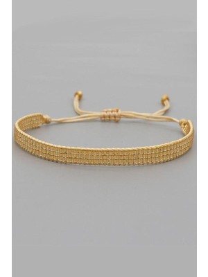 El Yapımı Tek Renkli Şık Minimal Ayarlanabilir Paraşüt Ipli Miyuki Boncuk Dokuma Bileklik