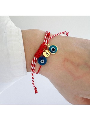 Kırmızı Ip Altın Kaplama Nazar Marteniçka Bileklik Seti