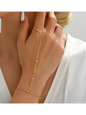 Gold Renk Top Zincirli Şahmeran – Ayarlanabilir Bileklik Halka Model, Zarif ve Şık Tasarım