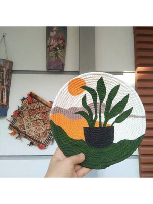 Bohem Afrikan Hasır Duvar Tabağı Tek Adet