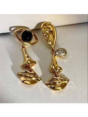 Özel Tasarım Altın Kaplama Göz Burun Kulak Küpe