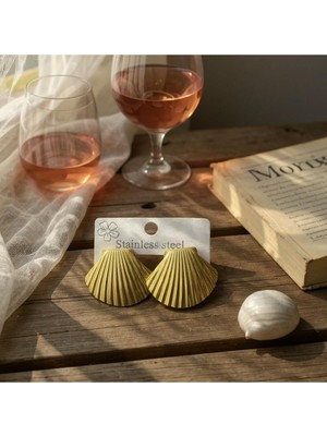 Gold Renk Paslanmaz Çelik Istiridye Desenli Kü