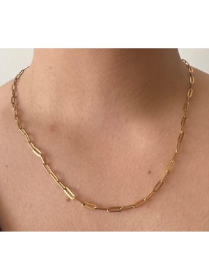 Paslanmaz Çelik Ataç Model Altın Kaplama Kolye – Minimal & Şık Tasarım