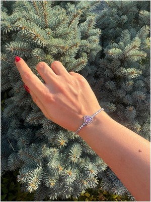 Tılsımlı Pembe Kristal Kalp Bileklik