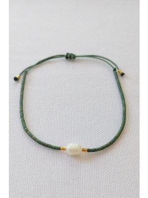 Miyuki Dizi Tek Sıra Minimal Bileklik ( Zeytin Ağacı Bilekliği)