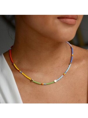 Renkli Karnaval Kalpli Gökkuşağı Kolye