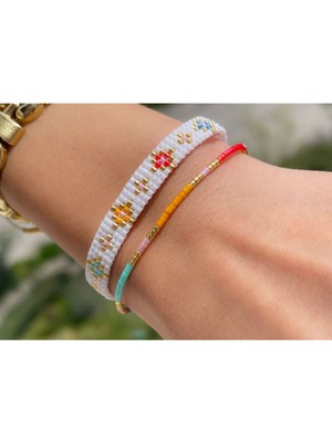 Beyaz-Renkli Takım Bileklik