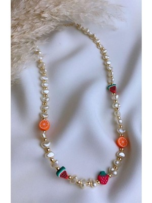 Meyve Detaylı Inci Kolye