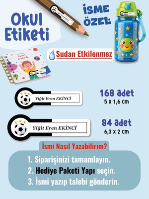Okul Etiketi SUDAN ETKİLENMEZ, Kalem Defter Etiketi Siyah Beyaz Takım Temalı Özel Isim Yazılabilen Etiket - 252ADET
