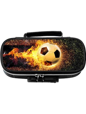 Petityu Alevli Futbol Topu Kilitlenebilir Büyük Boy Kalem Kutu