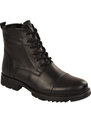 Erkek Içi Kürklü Fermuarlı Deri Casual Bot