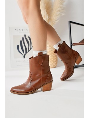 Joo Taba Sivri Burunlu Nakışlı Western Bot