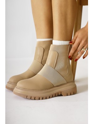 Millena Nud Lastik Kemer Detaylı Çekme Kadın Bot