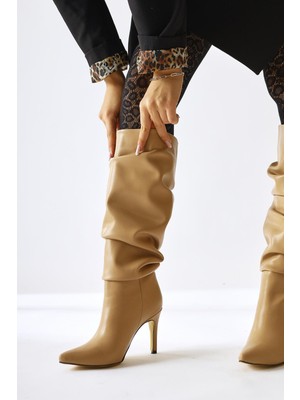 Merin Nud Sivri Burunlu Ince Topuklu Körüklü Çizme