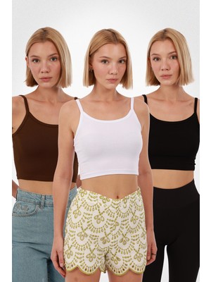 Kadın Askılı Crop 3'lü Set