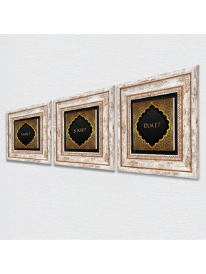 Stone Dua Et, Şükret, Sabret Taş Duvar Tablosu - Çerçeveli Taş Tablo - Dekoratif Duvar Sanatı - Modern Ev ve Ofis Duvar Dekoru T3-31