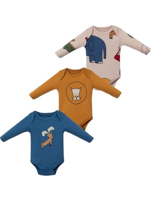 Timsah Üçlü Uzun Kol Body Set Mavi