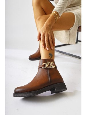 Sydra Taba Oval Burunlu Çıkarılabilir Aksesuarlı Bot