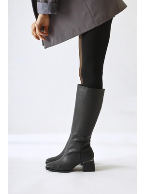 Miami Siyah Küt Burunlu Çizme