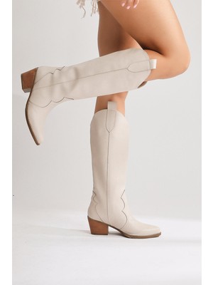 Lhena Bej Western Çekme Çizme