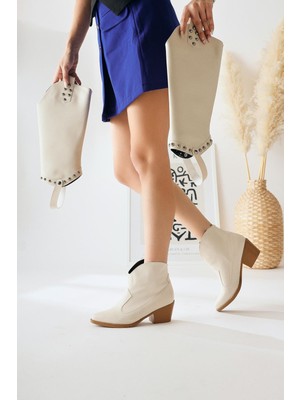 Caarina Bej Çıkarılabilir Konçlu Çizme-Bot