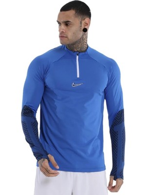 Nike Strike Dri-Fit Çeyrek Fermuar Erkek Mavi Uzun Kollu T-Shirt