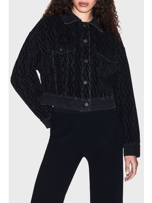 Armani Exchange Tamamı Logolu Pamuklu Regular Fit Kot Ceket Bayan Ceket XW000819 AF16092 FB180