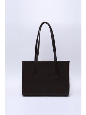 SHAKA Kahve Rengi Shk173  Deri, Tek Bölmeli, Fermuarlı, Makyaj Çantalı El, Kol Ve Omuz Çantası U:24 E:34 G:13 Cm