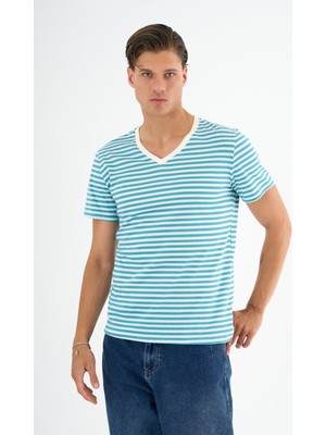 Alexandergardı V Yaka Çizgili T-Shirt