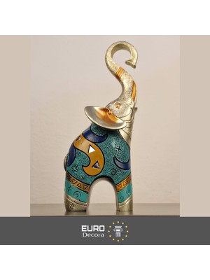 Şanslı Romantik Fil – Modern & Lüks Küçük Boy Dekoratif Biblo  (21 x 8.5 Cm)