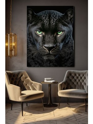 Özkacar Group Siyah Jaguar Kanvas Tablo Ev Duvar Salon Ofis Dükkan Hediyelik Dekarasyon Süsü
