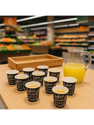 2.5 Oz Karton Bardak -Siyah- Tadım Bardağı-Espresso Bardağı- Türk Kahvesi Bardağı- Zemzem Bardağı- 50 Adet