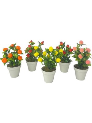 5li Set Yapay Çiçek Mini Saksıda Meyveler 20CM