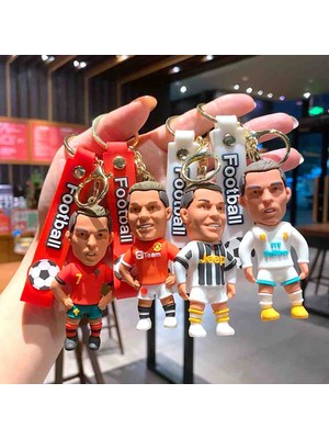 Cristiano Ronaldo 3D Figürlü Anahtarlık Efsane Yıldız Futbolcu Biblo Tasarım Hediyelik Aksesuar 1'li