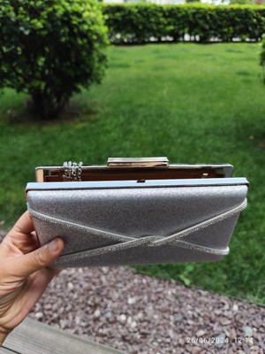 Saten Çapraz Sıra Taşlı Lüks Abiye Çanta