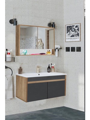Serena Ea 100 Cm, Seramik Lavabolu Banyo Dolabı Seti, Mdf, Hazır Kurulu