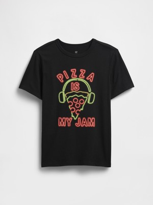 Gap Erkek Çocuk Siyah Grafik Baskılı T-Shirt