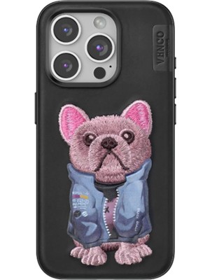 Venco iPhone 15 Pro Cute Desenli Kapak - Siyah