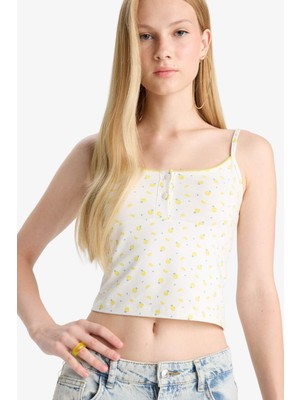 DeFacto Fitted Meyve Desenli Düğmeli Yaka Atlet F6367AX25SM