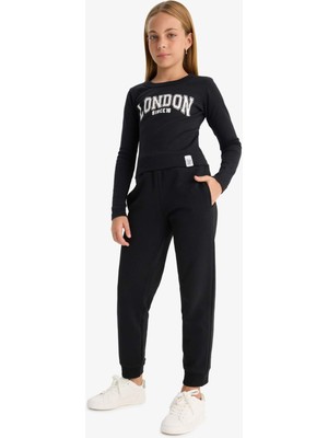 DeFacto Standart Fit Basic Düz Beli Lastikli Okul Jogger Eşofman Altı Kız Çocuk Y1226A625AU