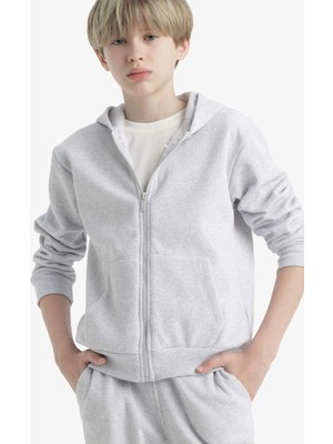 DeFacto Kapüşonlu Okul Fermuarlı Sweatshirt Erkek Çocuk X5844A625AU